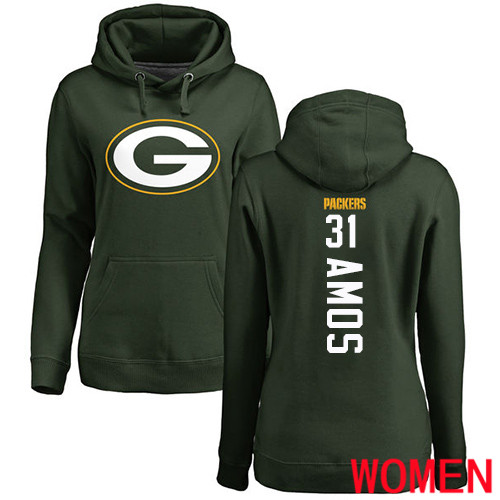 Green Bay Packers Green Women 31 Amos Adrian Backer Nike NFL Pullover Hoodie Sweatshirts